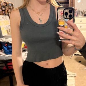 Brandy Melville Charcoal Sleeveless Crop Top
